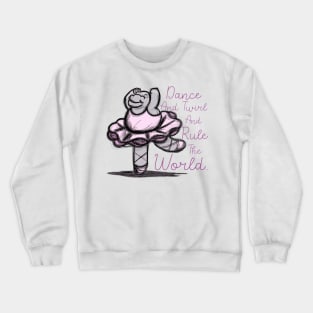 Cute Ballet Dancer Twirling Hippo Design Crewneck Sweatshirt